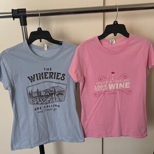 Women’s size medium Pink and Blue wine tees